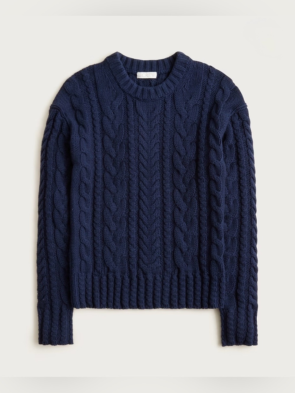 NEW J.CREW Cable-knit Crewneck Sweater Size XS Navy CN860 100% cotton - Picture 5 of 10